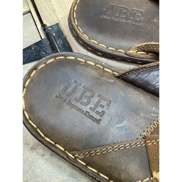 MEX 29 US11 JBE Jean Baptiste Ebrard Mens Slides Sandals Slip On Leather Brown - Picture 4 of 7